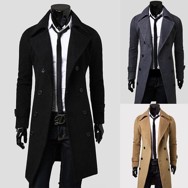 vogue nice fashion winter autumn men trench coat long slim fit overcoat jacket wind coats fashion outerwear men wool coat, Tan;black
vogue nice fashion winter autumn men trench coat long slim fit overcoat jacket wind coats fashion outerwear men wool coat, Tan;black