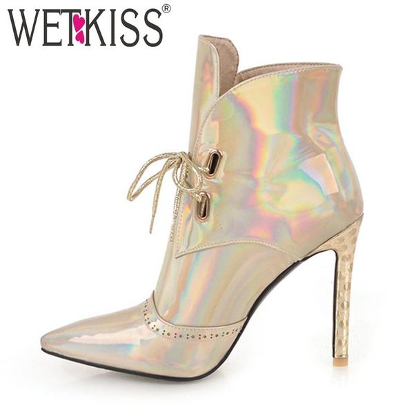 wetkiss thin high heels women ankle boots pointed toe lace up footwear mirror pu female boots party shoes woman winter 2020 new, Black
wetkiss thin high heels women ankle boots pointed toe lace up footwear mirror pu female boots party shoes woman winter 2020 new, Black