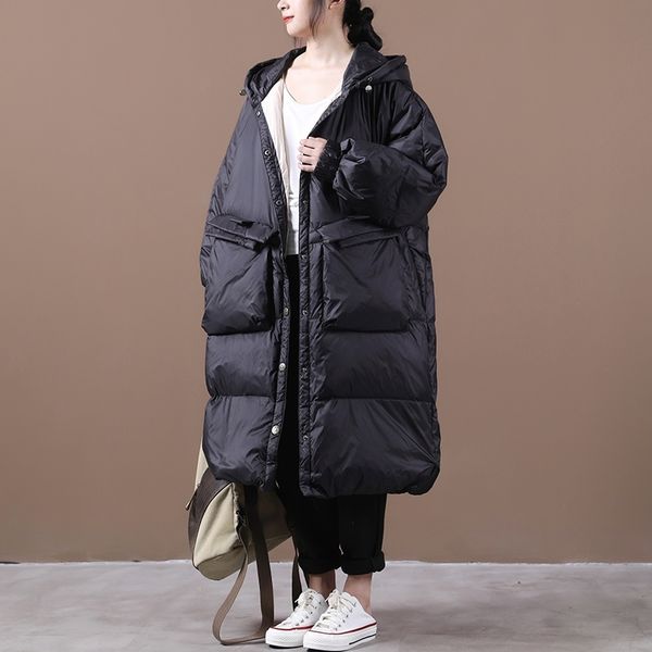 johnature vintage hooded women warm winter down coats button pockets female casual korean style loose white duck down coats 201031, Black
johnature vintage hooded women warm winter down coats button pockets female casual korean style loose white duck down coats 201031, Black