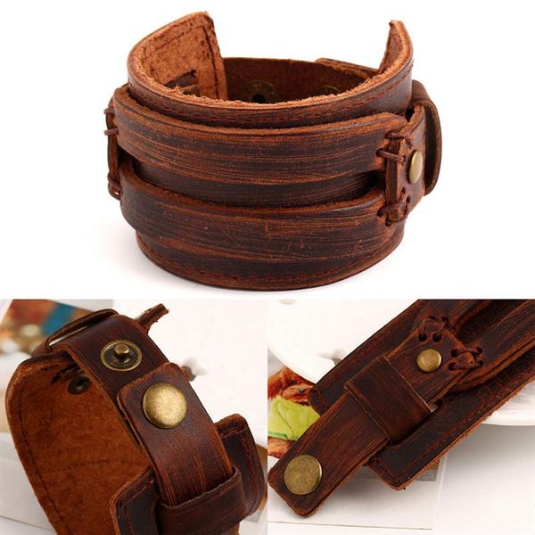 handmade wide wrap cuff men bracelets brown leather braclet male retro jewelry bangles wholesale, Golden;silver
handmade wide wrap cuff men bracelets brown leather braclet male retro jewelry bangles wholesale, Golden;silver