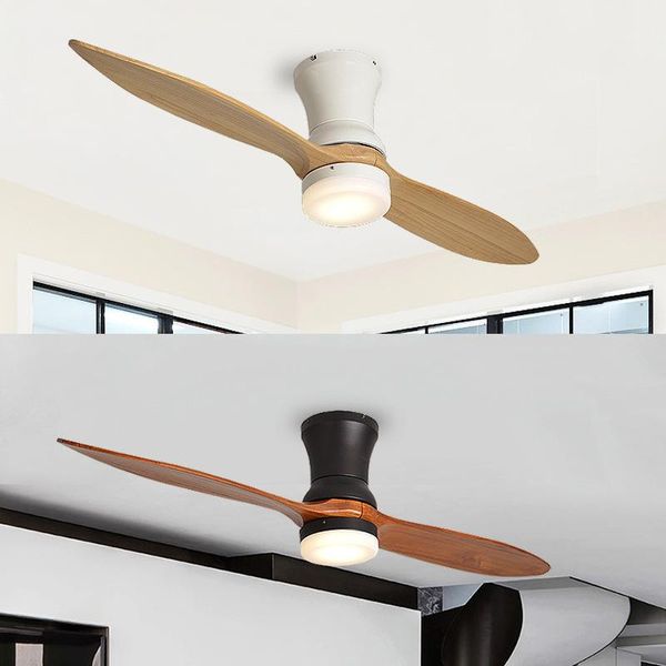 electric fans american retro led ceiling fan light nordic modern dinning room bedroom living restaurant solid wood with 21