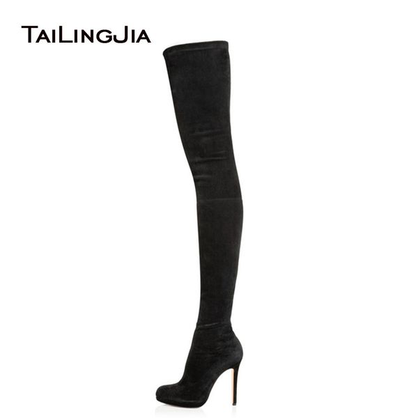 women black thigh high boots woman long stretch suede over the knee boots ladies round toe platform high heel winter shoes lj201130
women black thigh high boots woman long stretch suede over the knee boots ladies round toe platform high heel winter shoes lj201130