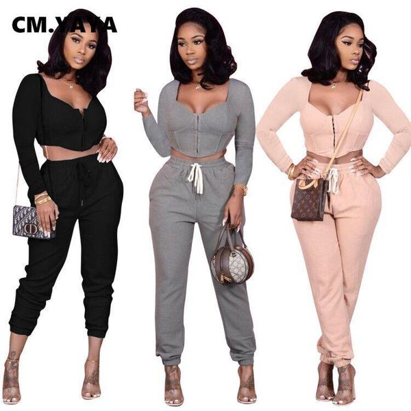 cm.yaya women's set crop zipper + pants set active wear tracksuit two piece outfit winter fall night club, Gray
cm.yaya women's set crop zipper + pants set active wear tracksuit two piece outfit winter fall night club, Gray