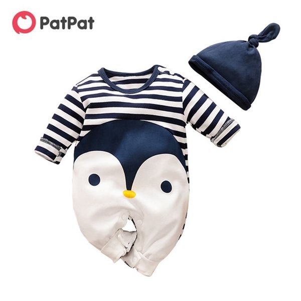 patpat 2020 spring autumn cotton casual newborn striped penguin print long sleeve jumpsuit hat set for baby dark blue crawler y200623
patpat 2020 spring autumn cotton casual newborn striped penguin print long sleeve jumpsuit hat set for baby dark blue crawler y200623