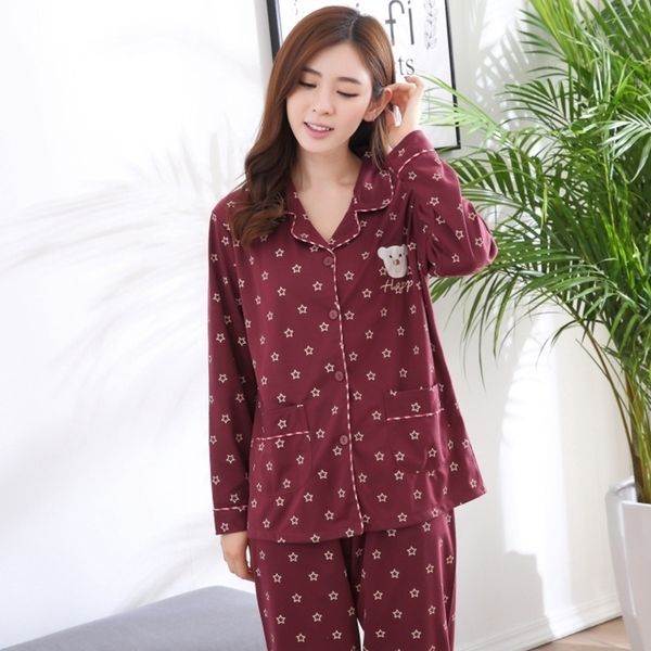 plus size 100% cotton pajama sets for women autumn winter long sleeve print pyjama ladies loungewear homewear home clothing 210203, Black;red
plus size 100% cotton pajama sets for women autumn winter long sleeve print pyjama ladies loungewear homewear home clothing 210203, Black;red