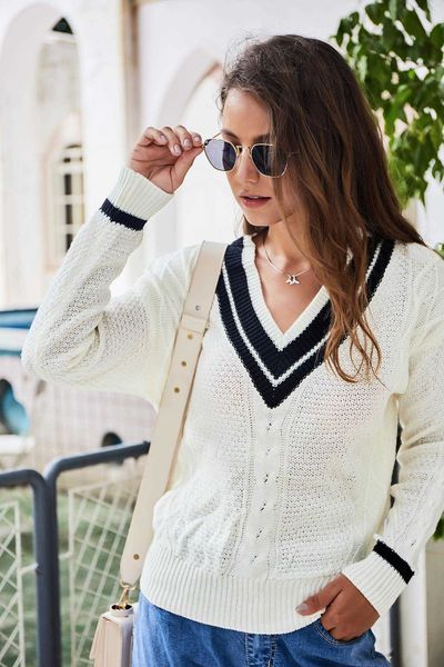 style women's autumn/winter sets ladies sweaters loose stitching pure color rende, White;black
style women's autumn/winter sets ladies sweaters loose stitching pure color rende, White;black