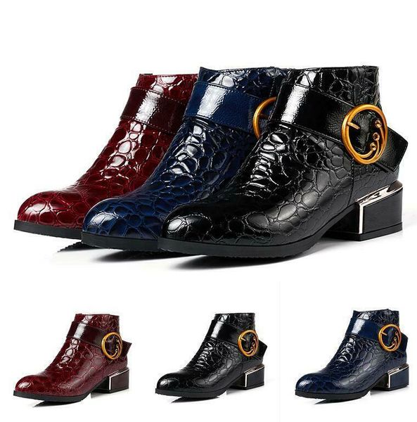 womens patent leather ankle boots block heels side zipper occident round toe new, Black
womens patent leather ankle boots block heels side zipper occident round toe new, Black