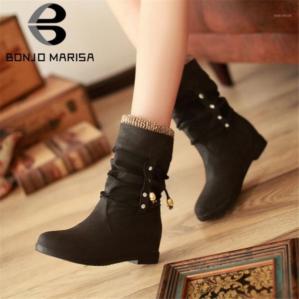 bonjomarisa retro female round toe lace mid calf boots wedges flock autumn boots women brand casual comfy shoes woman1, Black
bonjomarisa retro female round toe lace mid calf boots wedges flock autumn boots women brand casual comfy shoes woman1, Black