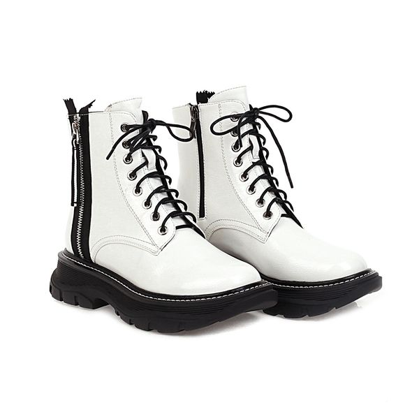 women's ankle boots patent leather shoes woman fall and winter short of stuffed women platform side heels fashion zippers exm1, Black
women's ankle boots patent leather shoes woman fall and winter short of stuffed women platform side heels fashion zippers exm1, Black