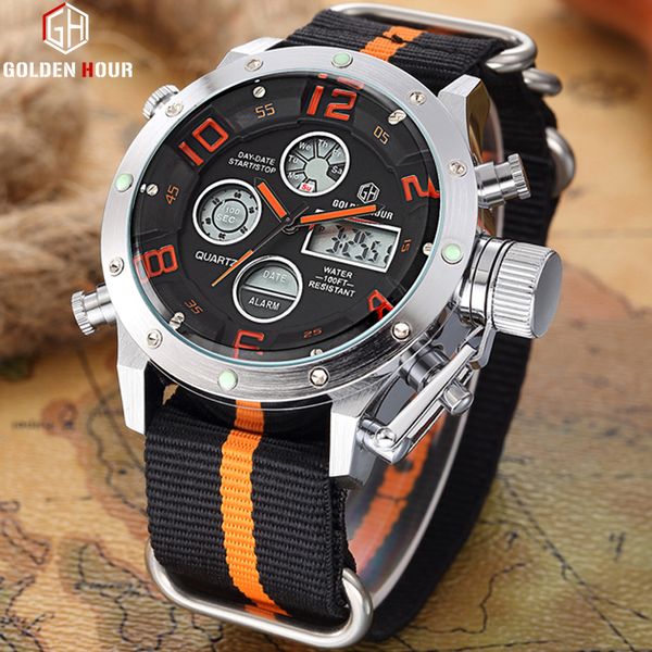 goldenhour sports analog digital army military led display men watches clock male quartz watch relogio masculino, Slivery;brown
goldenhour sports analog digital army military led display men watches clock male quartz watch relogio masculino, Slivery;brown
