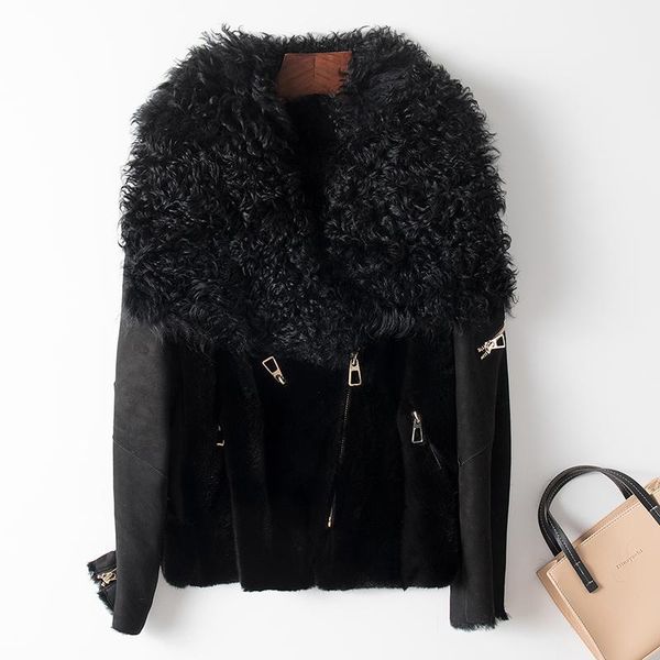 winter natural real fur coat female streetwear sheep shearling jacket women clothes 2020 korean double faced 96361, Black
winter natural real fur coat female streetwear sheep shearling jacket women clothes 2020 korean double faced 96361, Black