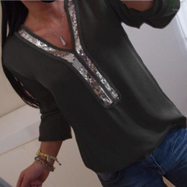 summer blouses shirt women casual chiffon elegant office lady v-neck sequins blouse plus size tunic blusas mujer femme 20201, White
summer blouses shirt women casual chiffon elegant office lady v-neck sequins blouse plus size tunic blusas mujer femme 20201, White