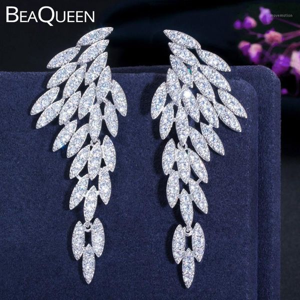 beaqueen 65mm long dangle drop wedding earrings micro paved cubic zirconia angel wing shape elegant women statement jewelry e3591, Silver
beaqueen 65mm long dangle drop wedding earrings micro paved cubic zirconia angel wing shape elegant women statement jewelry e3591, Silver