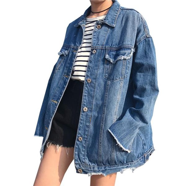 2020 spring autumn new plus size fashion women loose wild casual holes chains handsome bf style denim jacket female jacket l0227, Black;brown
2020 spring autumn new plus size fashion women loose wild casual holes chains handsome bf style denim jacket female jacket l0227, Black;brown