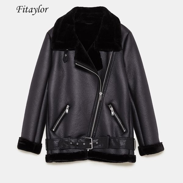 fitaylor women winter faux lamb leather jacket turndown collar warm thick faux leather lambs wool fur collar suede jacket coats 210201, Black
fitaylor women winter faux lamb leather jacket turndown collar warm thick faux leather lambs wool fur collar suede jacket coats 210201, Black