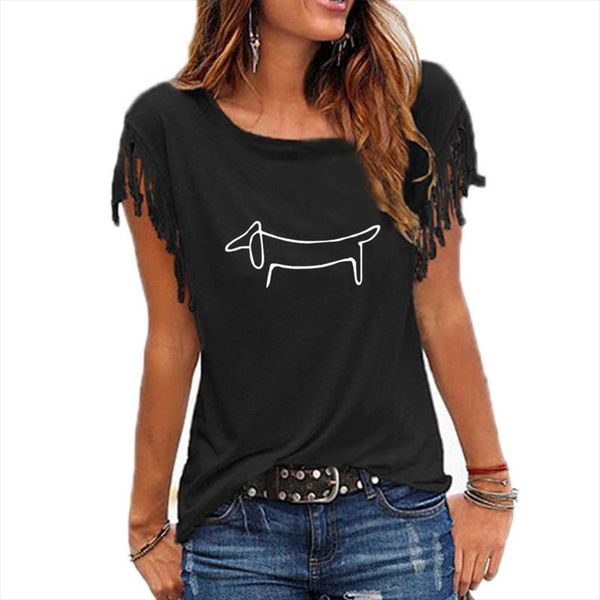 simple dachshund dog print women tshirt petal sleeve casual funny tee shirt summer hipster t shirt, White
simple dachshund dog print women tshirt petal sleeve casual funny tee shirt summer hipster t shirt, White