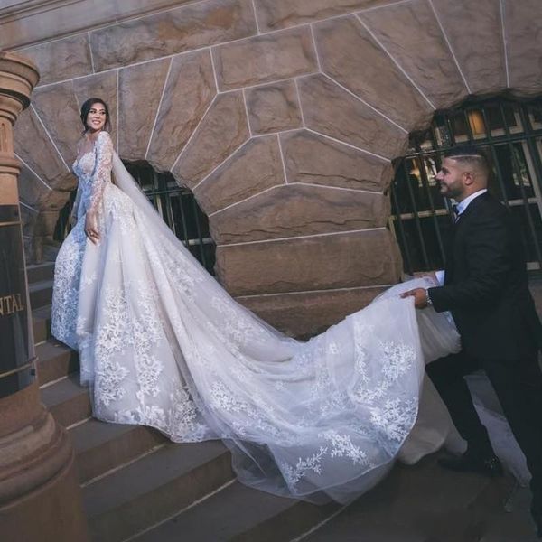 romantic charming luxury plus size weddding dresses sheer jewel neck long illusion sleeve lace applique wedding dresses vestido de novia, White
romantic charming luxury plus size weddding dresses sheer jewel neck long illusion sleeve lace applique wedding dresses vestido de novia, White