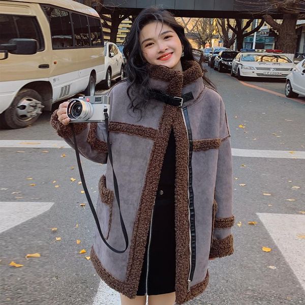 new warmth thick lamb fur spliced women jacket long zipper stand-up collar casual fashion korean style winter coat women 2020, Black
new warmth thick lamb fur spliced women jacket long zipper stand-up collar casual fashion korean style winter coat women 2020, Black