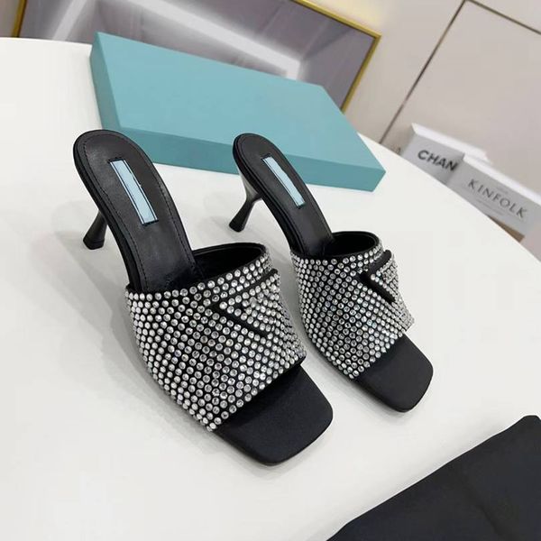 luxurious slipper designer sandal for woman fashion rhinestone 6cm stiletto heels women slippers slides real leather triagnle logo white bla, Black
luxurious slipper designer sandal for woman fashion rhinestone 6cm stiletto heels women slippers slides real leather triagnle logo white bla, Black