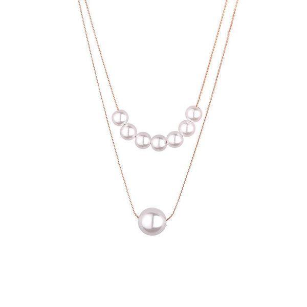pendant necklaces double layer pearl necklace for women rose gold stainless steel on neck jewelry collier femme unfade, Silver
pendant necklaces double layer pearl necklace for women rose gold stainless steel on neck jewelry collier femme unfade, Silver