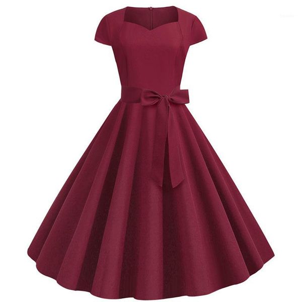 casual dresses 2021 summer solid yellow color 50s 60s vintage dress women short sleeve square collar elegant office party midi belt1, Black;gray 
casual dresses 2021 summer solid yellow color 50s 60s vintage dress women short sleeve square collar elegant office party midi belt1, Black;gray