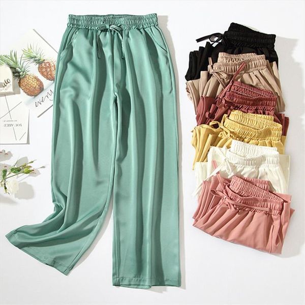 2020 new fashion spring women gloss wide leg pants casual long pant summer female eastic waist satin thin pants trousers wz1153, Black;white
2020 new fashion spring women gloss wide leg pants casual long pant summer female eastic waist satin thin pants trousers wz1153, Black;white