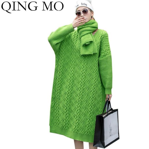 qing mo green red black women knitted sweater dress 2020 women thicken sweater with scarf female oversized zqy5955, White;black
qing mo green red black women knitted sweater dress 2020 women thicken sweater with scarf female oversized zqy5955, White;black