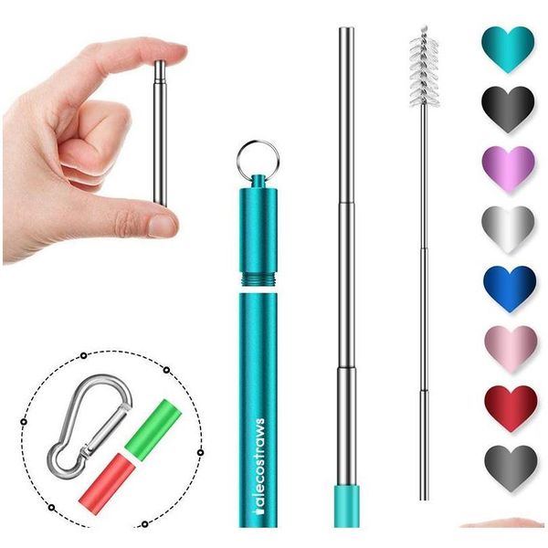 reusable collapsible straws, telescopic stainless steel drinking straw with metal case+cleaner brush+carabiner hook silicone tip vlbqu
reusable collapsible straws, telescopic stainless steel drinking straw with metal case+cleaner brush+carabiner hook silicone tip vlbqu