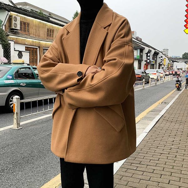 autumn and winter woolen men's korean fashion 2020 medium length windbreaker loose couple's tweed coat, Black;brown
autumn and winter woolen men's korean fashion 2020 medium length windbreaker loose couple's tweed coat, Black;brown