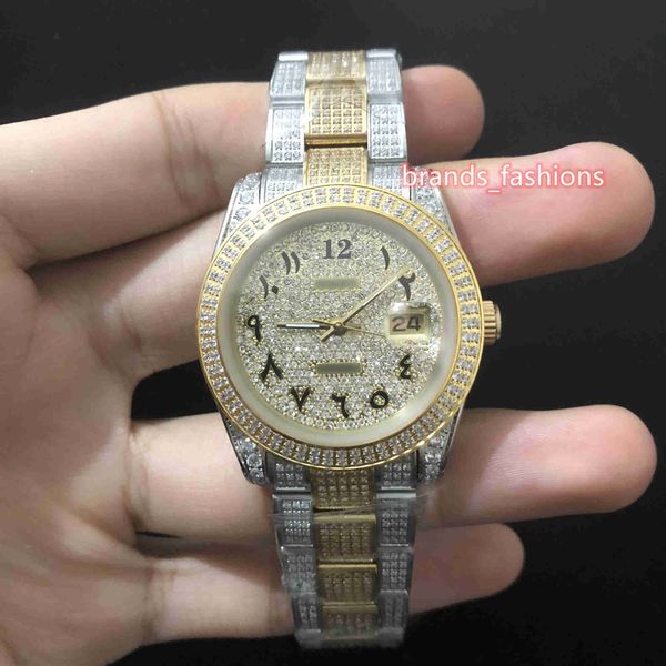 men's ice diamond wristwatch gold diamond face watch arabic digital scale watch stainless steel strap automatic mechanical w, Slivery;brown
men's ice diamond wristwatch gold diamond face watch arabic digital scale watch stainless steel strap automatic mechanical w, Slivery;brown