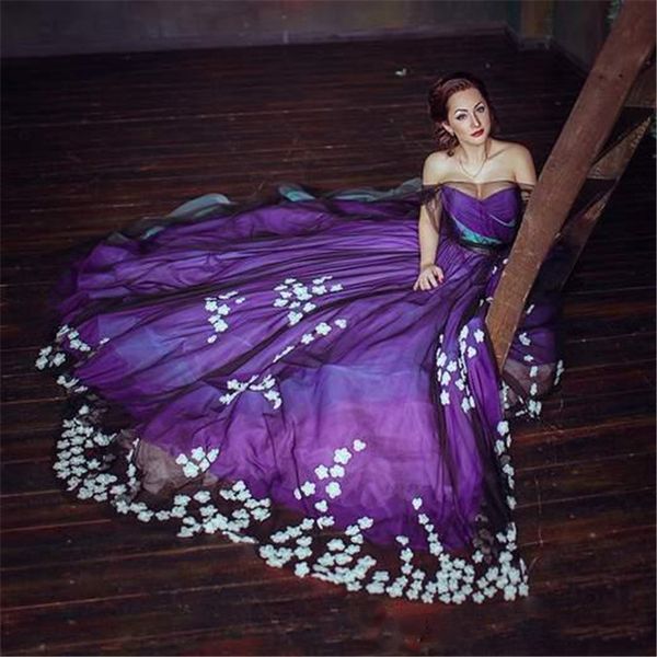 stylish purple plus size prom dresses floral applique sheer bateau neck evening gowns a-line sweep train tulle formal dress, Black
stylish purple plus size prom dresses floral applique sheer bateau neck evening gowns a-line sweep train tulle formal dress, Black