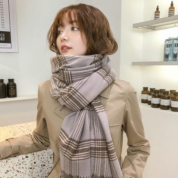 scarves 20 autumn / winter korean plaid scarf women's versatile japanese temperament sweet thickened warm dual-purpose tassel shawl nec, Blue;gray
scarves 20 autumn / winter korean plaid scarf women's versatile japanese temperament sweet thickened warm dual-purpose tassel shawl nec, Blue;gray