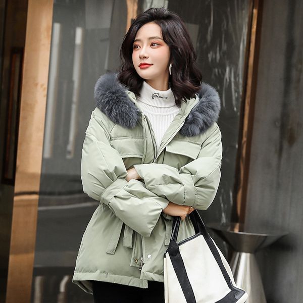 casual down cotton women's winter clothes new korean version loose waist thinner and warm short padded jacket, Black 
casual down cotton women's winter clothes new korean version loose waist thinner and warm short padded jacket, Black