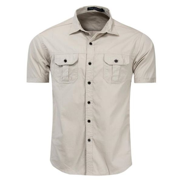 2021 new men's cargo shirts short sleeve 100% casual cotton male pocket work shirt u9u7, White 
2021 new men's cargo shirts short sleeve 100% casual cotton male pocket work shirt u9u7, White