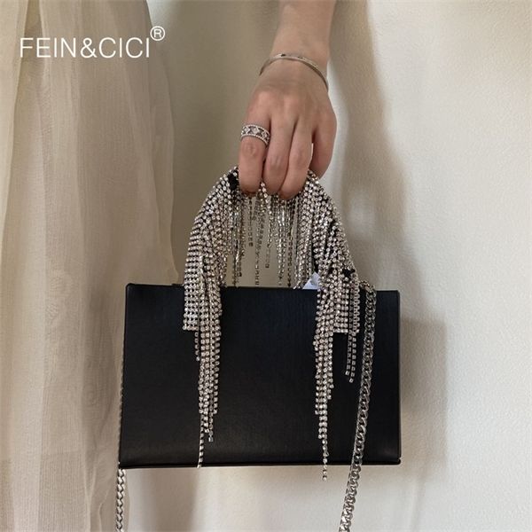 women crystals diamond tassel handle tote handbag genuine leather cowskin party black chain shoulder crossbody messenger bag c0121
women crystals diamond tassel handle tote handbag genuine leather cowskin party black chain shoulder crossbody messenger bag c0121
