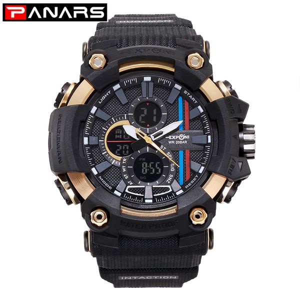 panars trend style electronic watch men waterproof sport fitness activity shock digital & quartz luminous date multifunction, Slivery;brown
panars trend style electronic watch men waterproof sport fitness activity shock digital & quartz luminous date multifunction, Slivery;brown