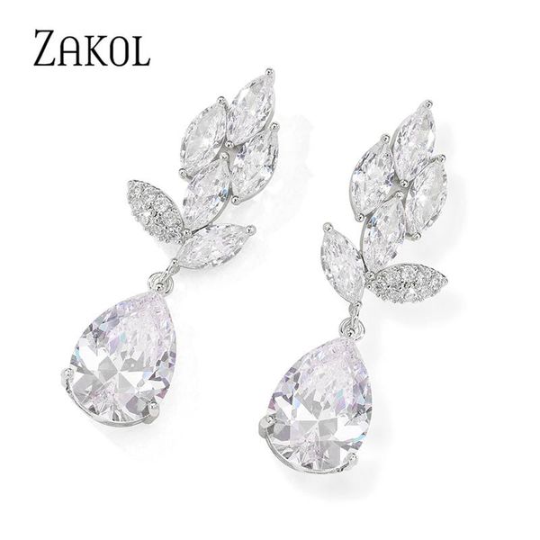 dangle & chandelier zakol luxury zircon leaf earrings for women 2021 shinning crystal wedding party jewelry statement earring wholesale, Silver
dangle & chandelier zakol luxury zircon leaf earrings for women 2021 shinning crystal wedding party jewelry statement earring wholesale, Silver