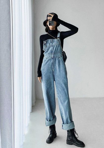 women's jeans spring and autumn style casual solid color adjustable denim bib women, slim thin wide-leg cotton women, Blue
women's jeans spring and autumn style casual solid color adjustable denim bib women, slim thin wide-leg cotton women, Blue