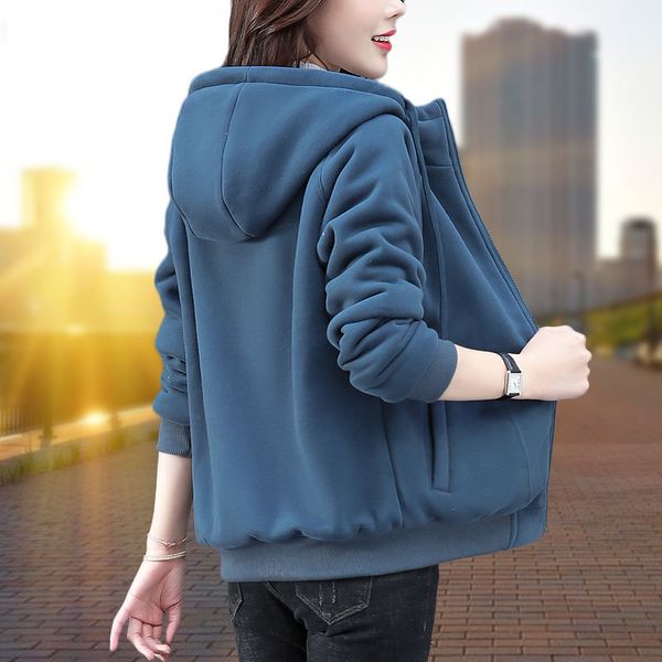 hooded sweater coat short fall / winter 2020 new loose style fashion brand plush thickened women's top, Black
hooded sweater coat short fall / winter 2020 new loose style fashion brand plush thickened women's top, Black