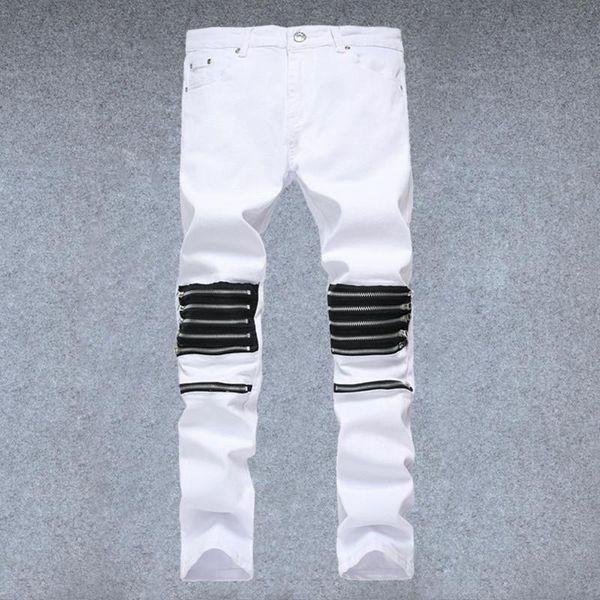 men's jeans white biker mens cool jean clothing slim fit stretch denim casual quality pants business trousers for man boy homme, Blue
men's jeans white biker mens cool jean clothing slim fit stretch denim casual quality pants business trousers for man boy homme, Blue