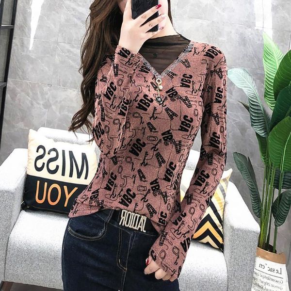 women's t-shirt autumn letter bright silk long-sleeved female half-high collar mesh gauze shirt slim 1, White
women's t-shirt autumn letter bright silk long-sleeved female half-high collar mesh gauze shirt slim 1, White