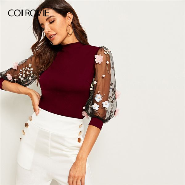 colrovie 3d applique embroidered mesh lantern sleeve women three quarter sleeve elegant blouse 2019 fall slim blouses t200321, White
colrovie 3d applique embroidered mesh lantern sleeve women three quarter sleeve elegant blouse 2019 fall slim blouses t200321, White
