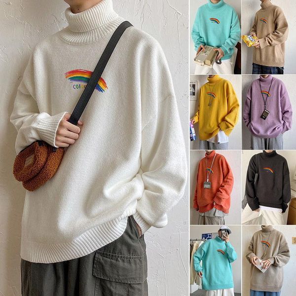 men's sweaters neploha 2021 winter thickened rainbow printed sweater woman turtleneck casual warm male thicken clothing, White;black
men's sweaters neploha 2021 winter thickened rainbow printed sweater woman turtleneck casual warm male thicken clothing, White;black