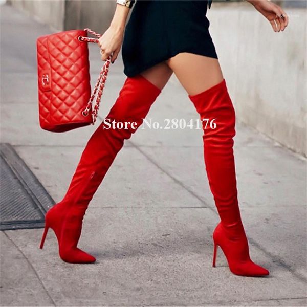 boots women fashion pointed toe suede leather over knee stiletto heel red thigh long high club dress shoes1, Black
boots women fashion pointed toe suede leather over knee stiletto heel red thigh long high club dress shoes1, Black