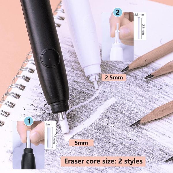 1 Set Mechanical Electric Eraser Pencil Drawing Cute Kneaded Erasers For Kids School Office Supplies Rubber Pencil Eraser Refill