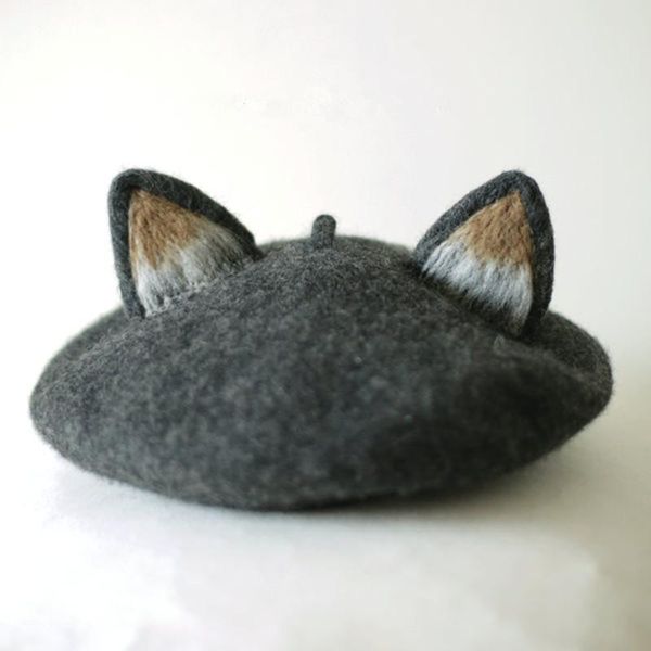 new retro women's cute ear woolen beret caps real 100% wool casual warm painter hat handmade nick cat ear beret hat gift, Blue;gray
new retro women's cute ear woolen beret caps real 100% wool casual warm painter hat handmade nick cat ear beret hat gift, Blue;gray
