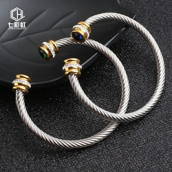 cable lady stainless steel wire bracelet titanium steel gold inlaid drill c type open bracelet f1130, Black
cable lady stainless steel wire bracelet titanium steel gold inlaid drill c type open bracelet f1130, Black