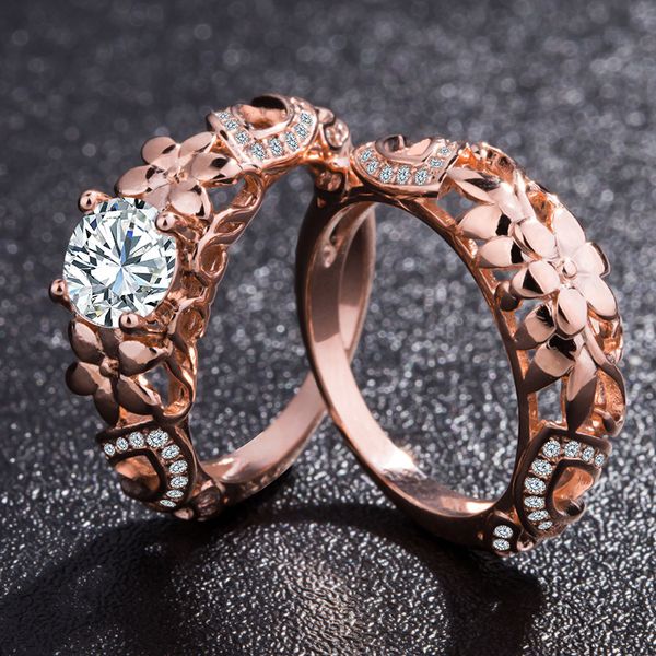 chamss rose gold flower and diamond two-piece ring elegant temperament female fashion birthday gift, Golden;silver
chamss rose gold flower and diamond two-piece ring elegant temperament female fashion birthday gift, Golden;silver