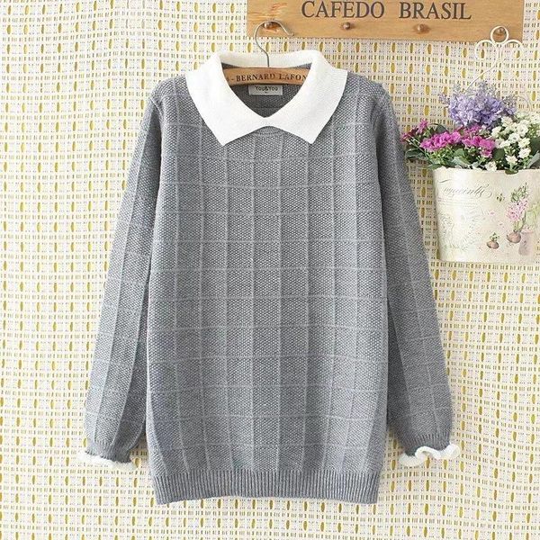 oversize women sweater autumn/winter jumper peter pan collar plaid pullover knitted undershirt fashion casual slim 2020, White;black
oversize women sweater autumn/winter jumper peter pan collar plaid pullover knitted undershirt fashion casual slim 2020, White;black