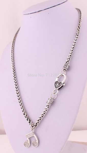pendant necklaces music notation zinc alloy rhodium plated note with wheat link chain lobster clasp necklace, Silver
pendant necklaces music notation zinc alloy rhodium plated note with wheat link chain lobster clasp necklace, Silver